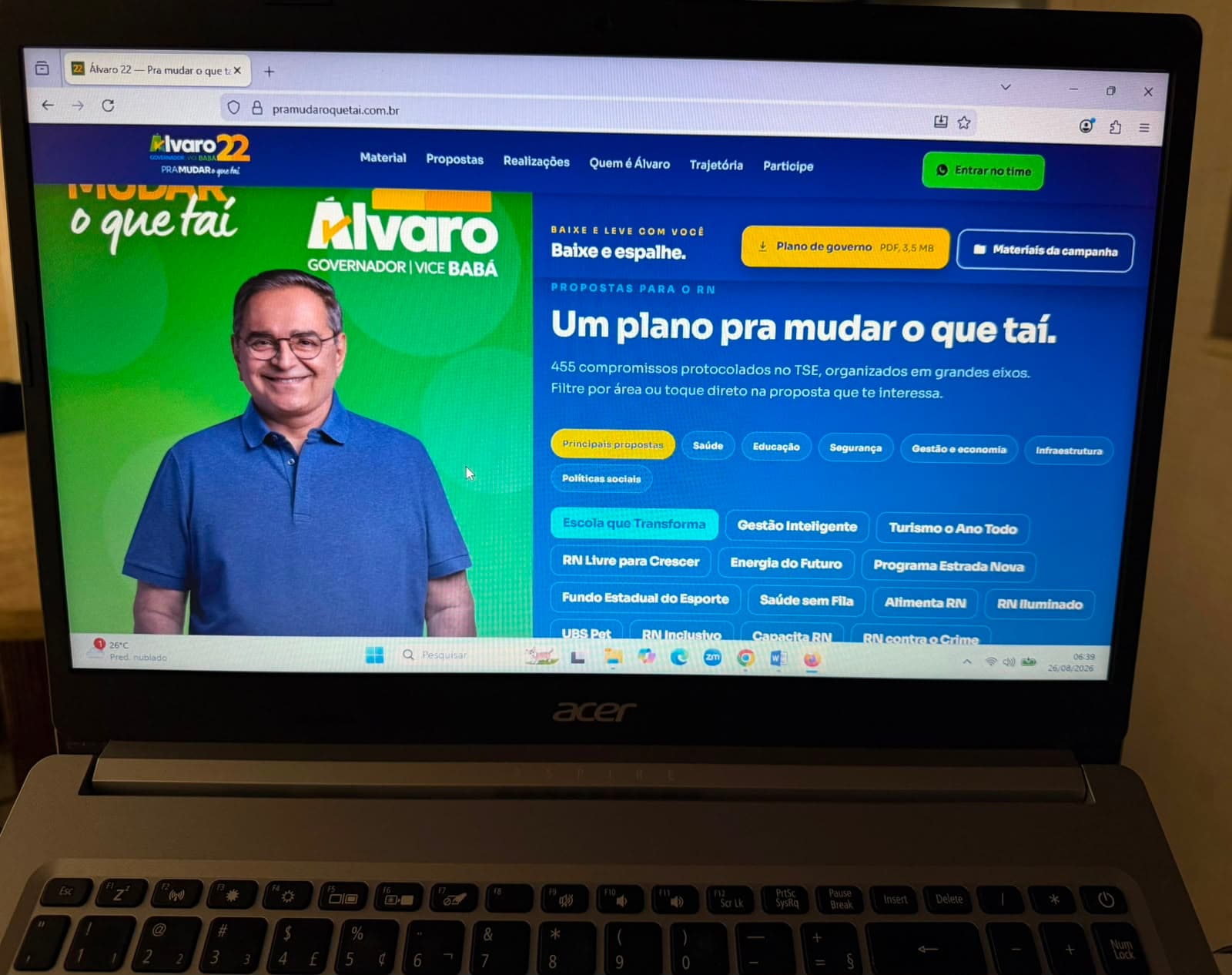 Site reúne principais propostas de Álvaro Dias para o Governo do RN