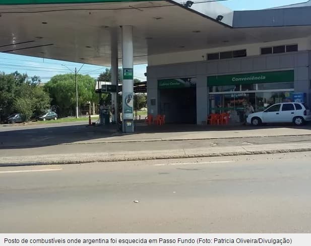 Argentino esquece mulher em posto de combustíveis no RS após abastecer carro