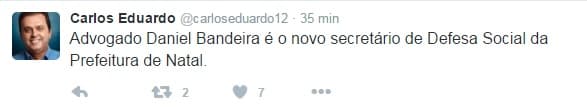 Advogado Daniel Bandeira é novo secretário de Segurança Pública e Defesa Social de Natal