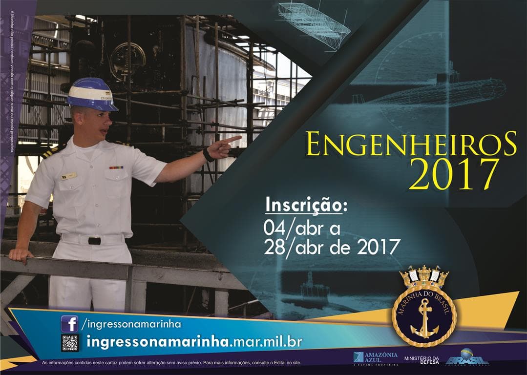 Marinha do Brasil abre 64 vagas para Corpo de Engenheiros