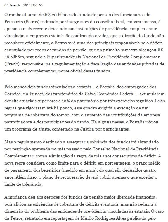 AONDE VAMOS PARAR? O Rombo na Petros pode atingir R$ 20 bilhões