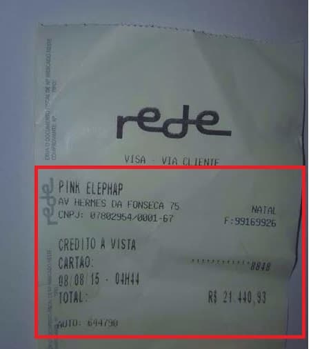 FOTO: A conta de R$ 21 mil numa boate de Natal