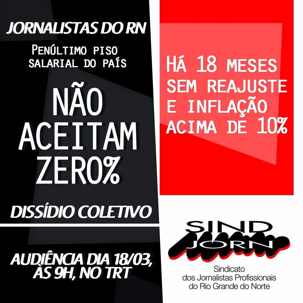 Sindijorn participa de audiência neste sábado, no TRT, para tratar de reajuste salarial da categoria