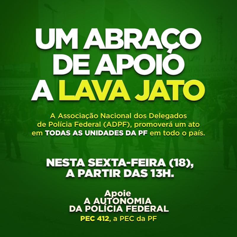 Em movimento nacional, PF realiza nesta sexta em Natal "abraço de apoio a Lava Jato"