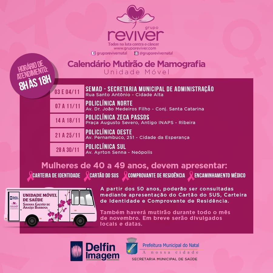 Mutirão de mamografias do Grupo Reviver continua em novembro