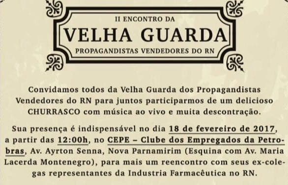 II Encontro da Velha Guarda: Propagandistas realizam churrasco no sábado no CEPE