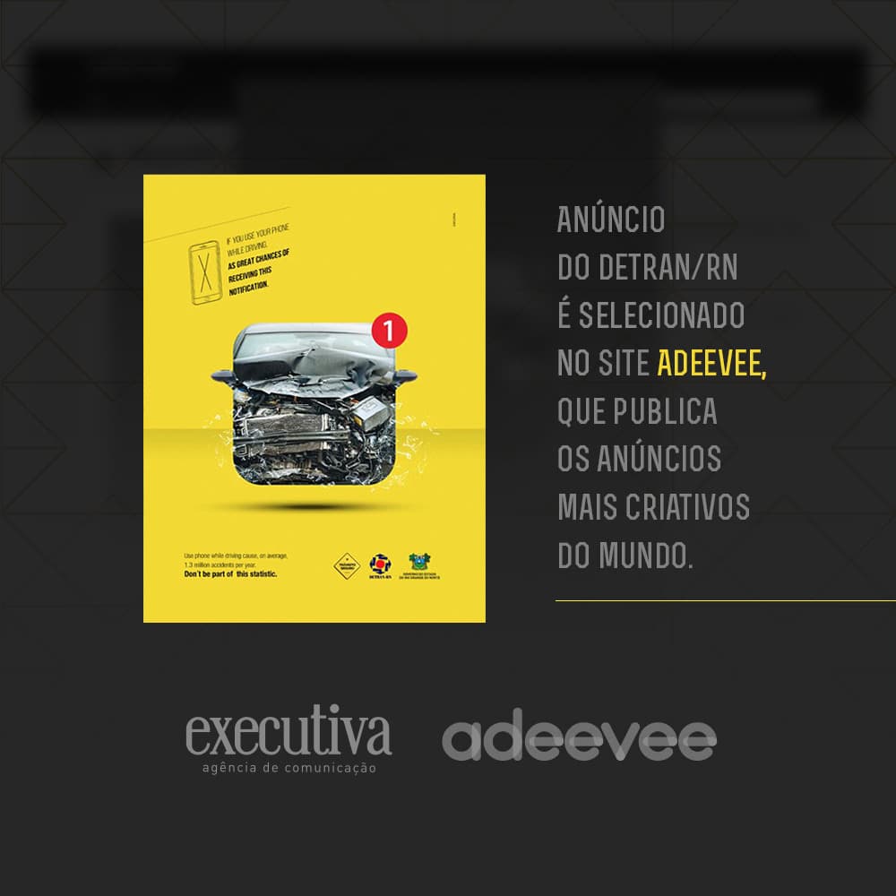 Peça criada pela Executiva para o Detran/RN e Governo do Estado é selecionada pelo Adeevee como uma das peças mais criativas do ano de 2016