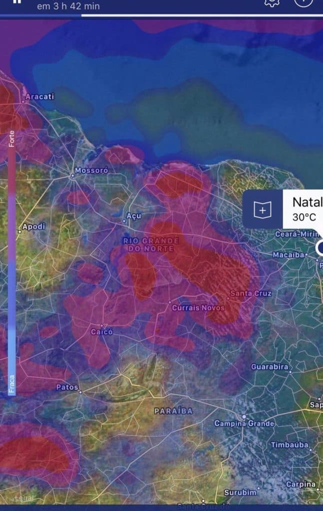 Previsão de muita chuva para as regiões Central, Alto Oeste e Seridó do RN