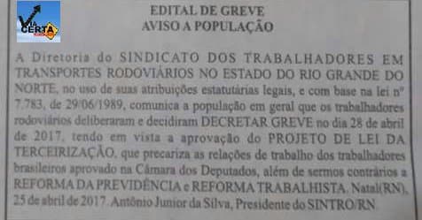 Rodoviários confirmam paralisação em ato de "greve geral" nesta sexta-feira