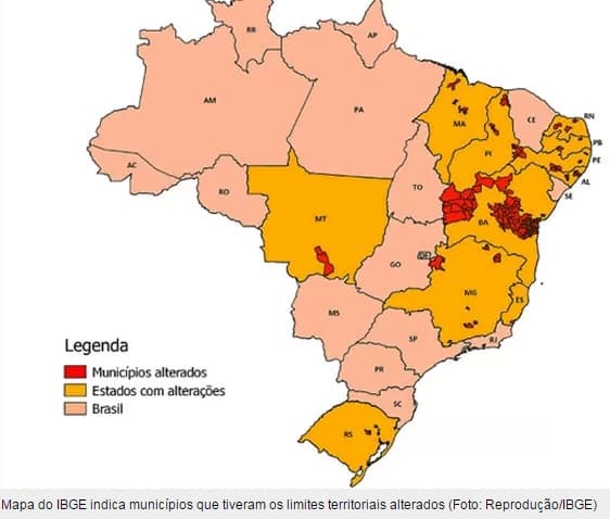 Municípios de 11 estados do país, incluindo RN, têm limite de território alterado pelo IBGE