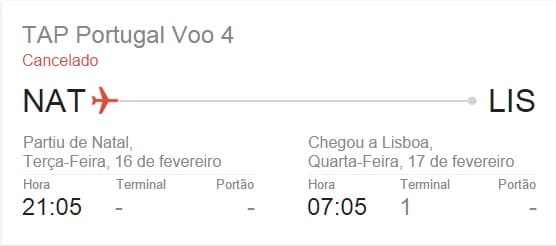 Mais uma vez a TAP cancela voo saindo de Natal