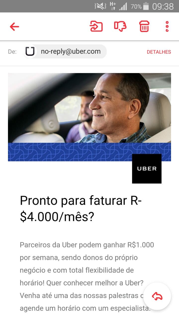 UBER faz seleção para carros em Natal e promete R$ 4 mil por mês