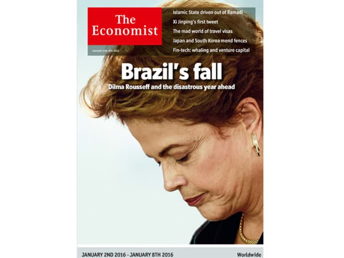 Com título "Queda do Brasil", capa da revista britânica ‘Economist’ prevê 2016 ‘desastroso’ para o país e culpa Dilma