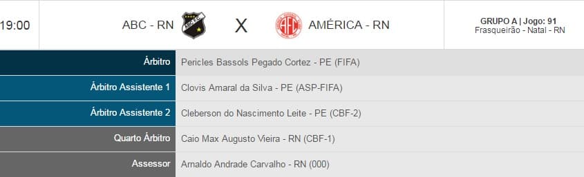 Árbitro FIFA apita ABC e América neste sábado; veja escala