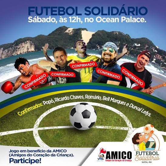 Futebol Solidário reúne artistas e parlamentares neste sábado em prol de crianças cardiopatas em Natal
