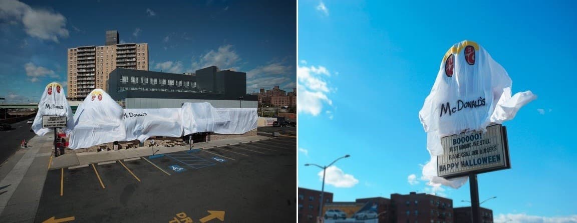 FOTOS - (GENIAL): Lanchonete do Burger King se fantasia de McDonald's para o Halloween