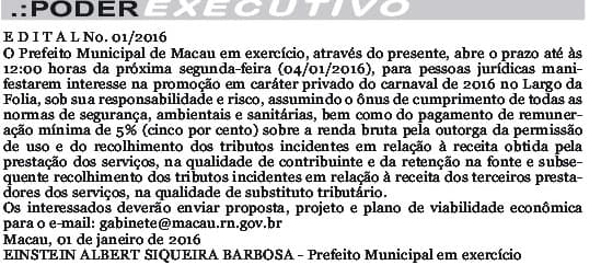 Macau: Prefeitura não quer assumir risco e divulga edital para carnaval privado