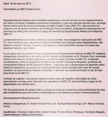 CRISE: médicos deixam o ABC por causa da saída de Roberto Vital