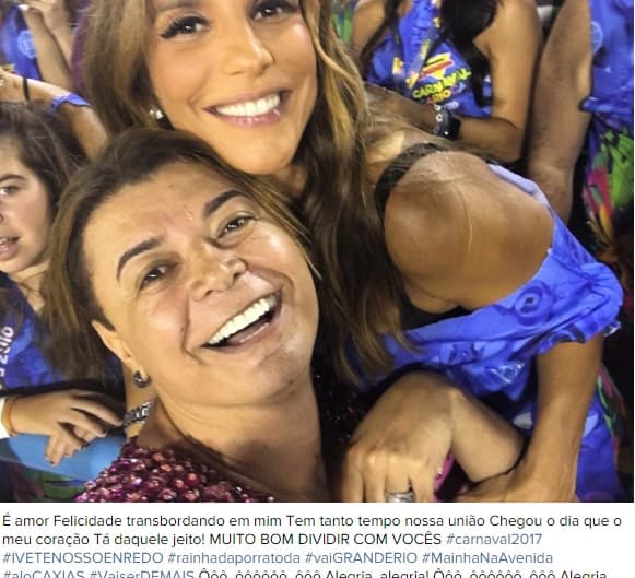 Ivete Sangalo será tema de enredo da Grande Rio no Carnaval de 2017
