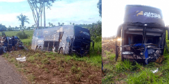 FOTO: PRF registra acidente envolvendo um ônibus de banda de forró
