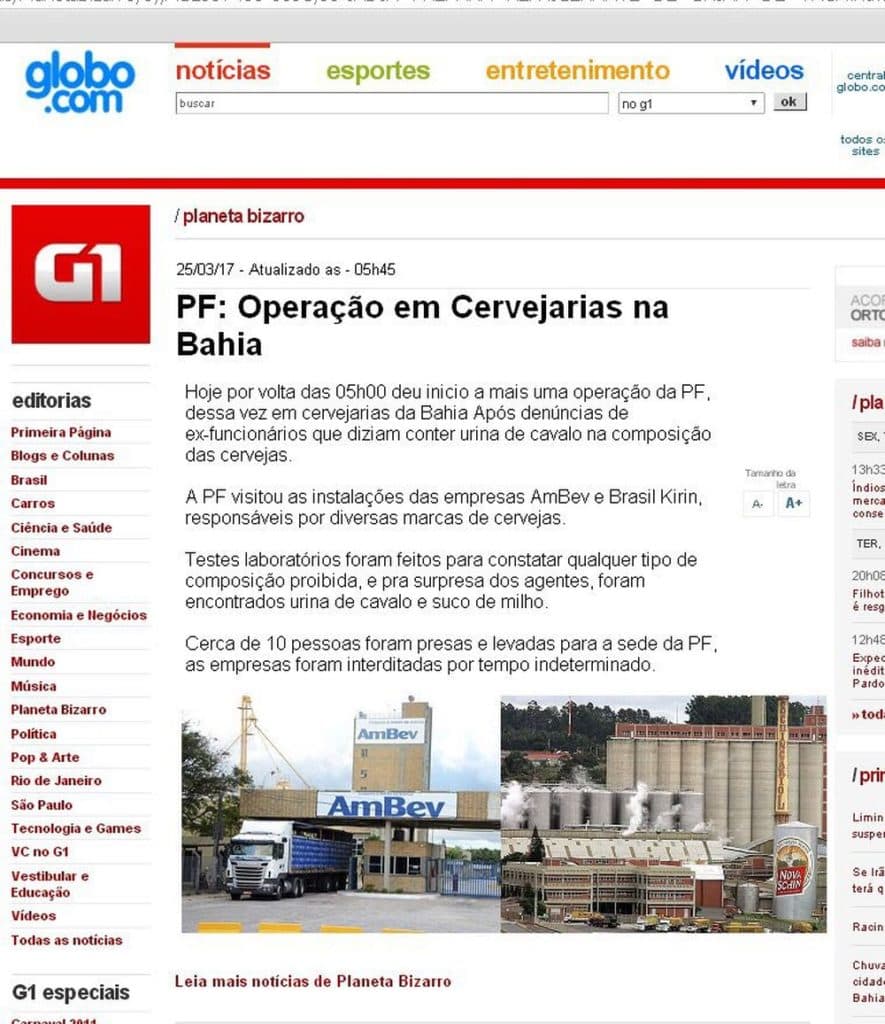 Notícia falsa: operação da Polícia Federal em cervejarias da Bahia é boato; entenda