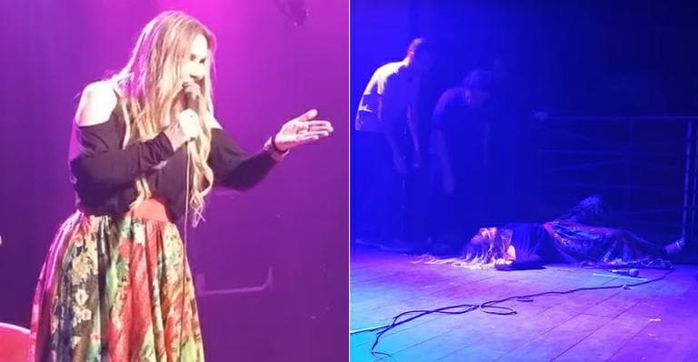 VÍDEO: Ao som de "Como uma deusa", cantora Rosanah leva choque e cai no palco durante show em Belo Horizonte