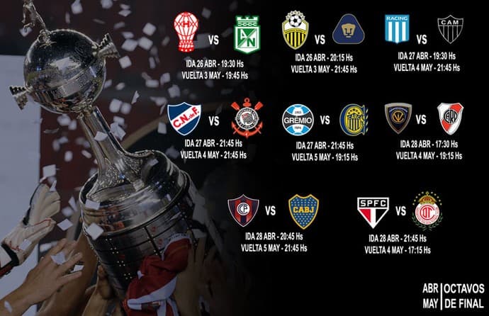Conmebol divulga datas e horários das oitavas de final da Libertadores