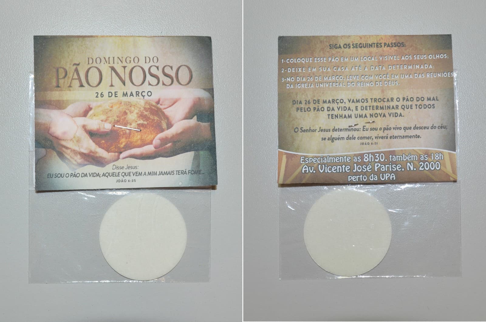 FOTO: Folheto de igreja evangélica diz que hóstia é ‘pão do mal' e causa revolta entre católicos no interior do SP