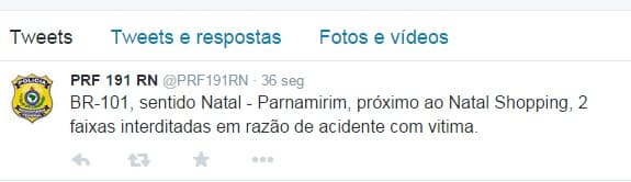 BR-101, sentido Natal - Parnamirim, próximo ao viaduto, com 2 faixas interditadas em razão de acidente