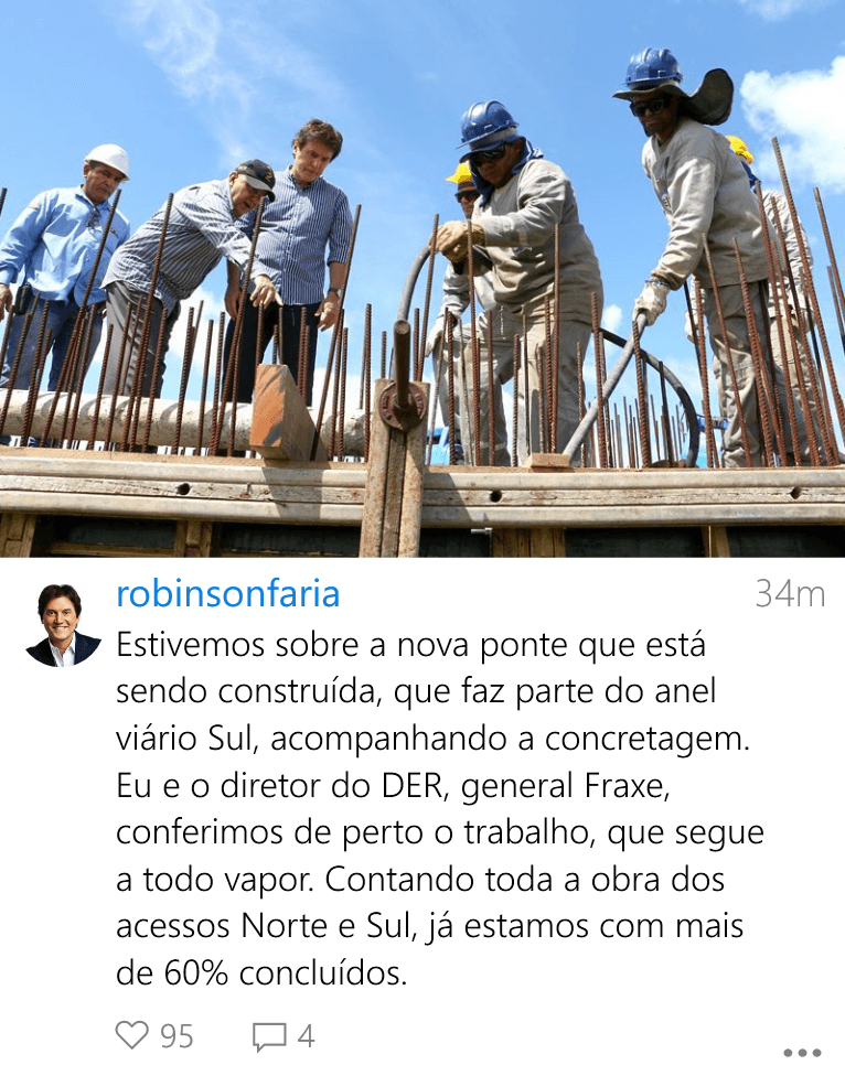FOTOS: Robinson acompanha início da concretagem da terceira ponte de Natal