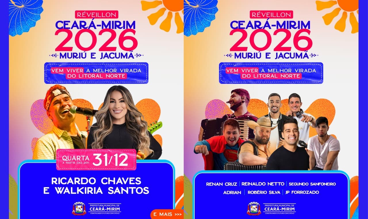 Réveillon Ceará-Mirim 2026 chega às praias de Muriú e Jacumã com uma programação especial