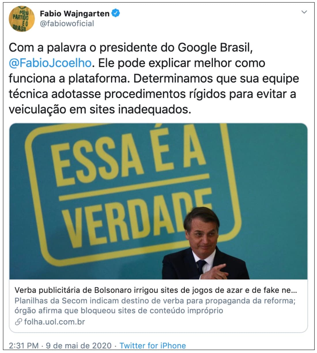 Planalto responsabiliza Google por colocar anúncios do governo em sites impróprios