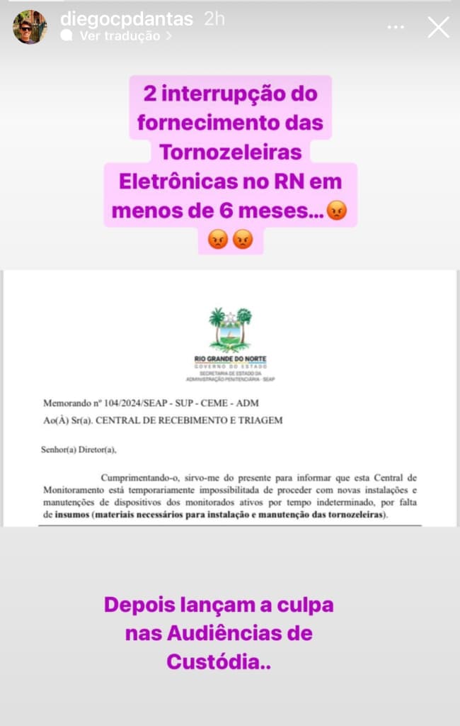 Juiz afirma que RN voltou a suspender fornecimento de tornozeleiras eletrônicas